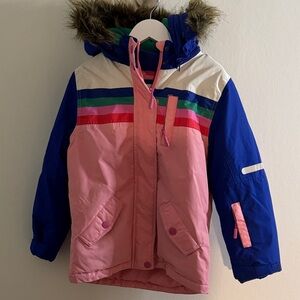 Boden Pink and Blue Kids Ski Jacket